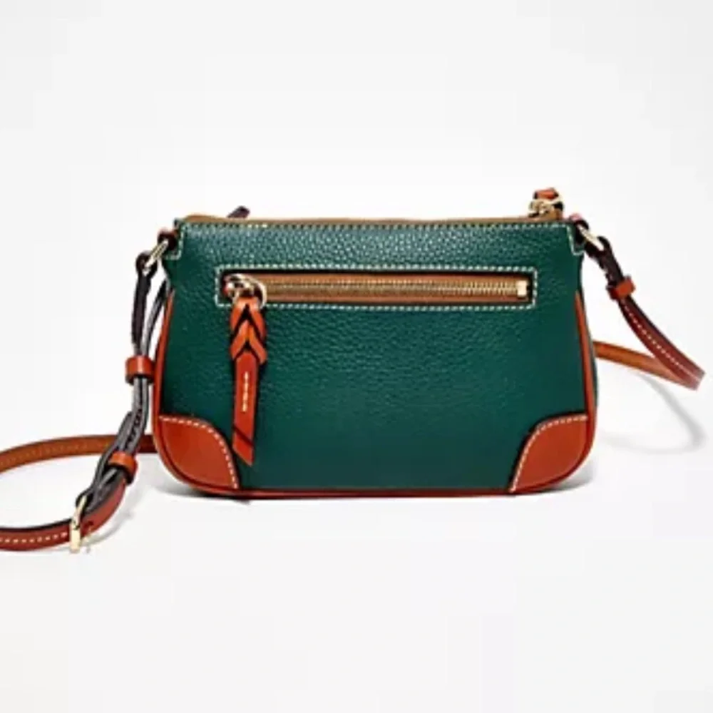 Dooney & Bourke Green and Brown Pebbled Leather Mini Crossbody
